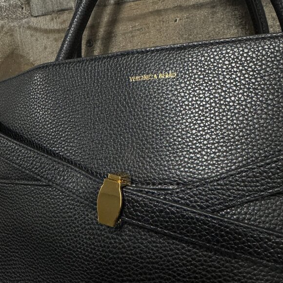 Veronica Beard Large Dash Tote Bag Black Pebble Leather with Dust Cover NEW - Picture 4 of 9
